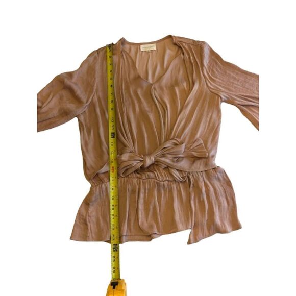 Melloday Champaign Blush Front Tie Peplum Top Size S - Picture 7 of 7